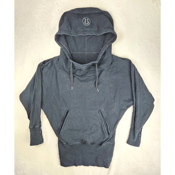 Lululemon Athletica Flashback Pullover Hoodie Sweatshirt Black Oversized Size 6 - Picture 1 of 10
